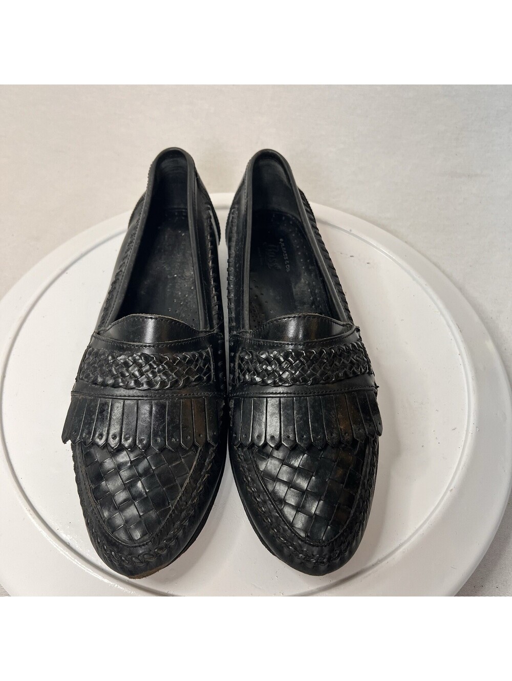 BASS Men’s Dress Shoes Loafers Black “Feather”Tassels Sz 10.5 M